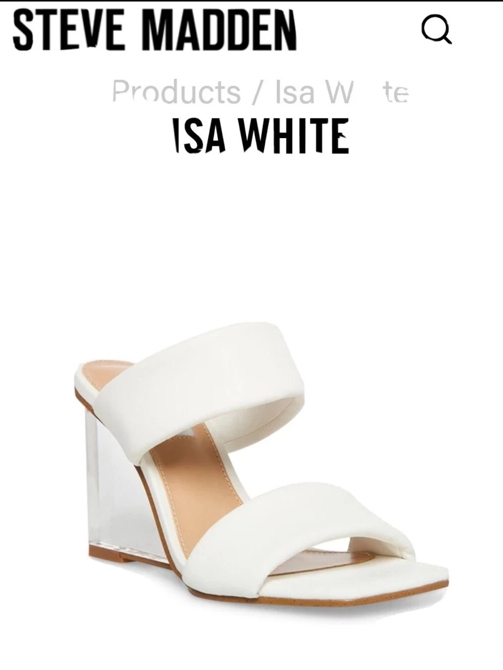 Steve Madden ISA White Square-Toe Wedge Sandals